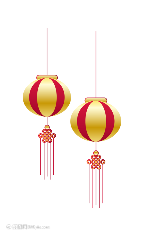 金色燈籠新年中國結(jié)元素