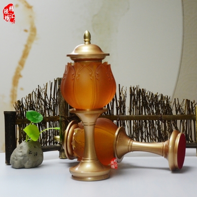 吉祥宮燈琉璃佛具 寺院供燈 純銅LED長(zhǎng)明燈